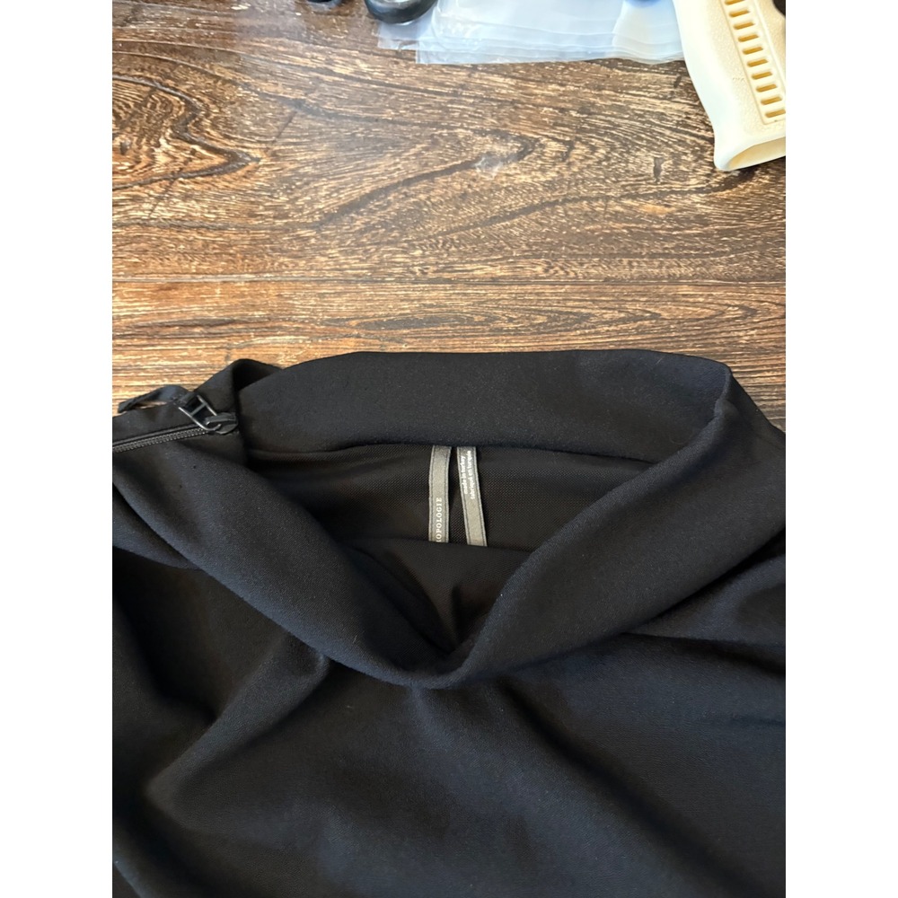 Anthropologie The Maya Ruched Cowl Neck Dress Womens M Black Midi Slit - Picture 7 of 11
